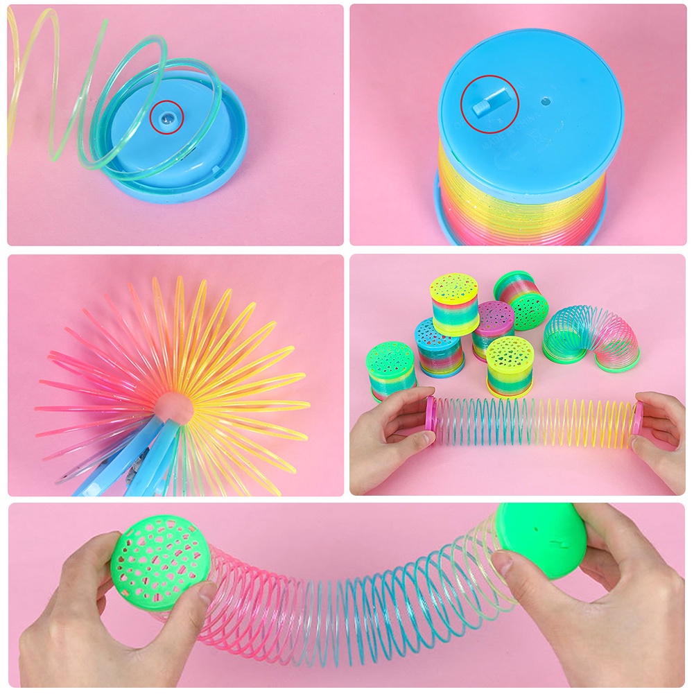 (Tk) 1pc Mainan Per Slinky Warna Pelangi Glow In The Dark Untuk Anak