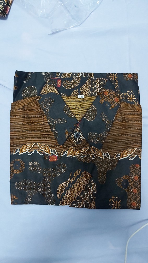 Manggar Batik Jumbo Hrb118 A Hitam Coklat Kemeja Batik Pria Pendek Premium Besar Xxxl 3l 4l 5l