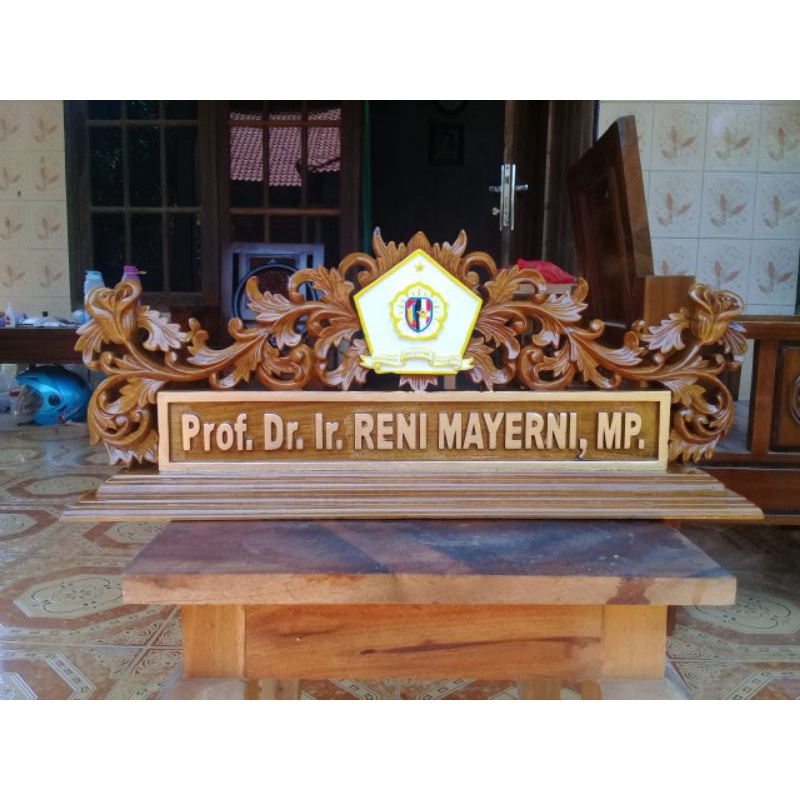 Papan Nama Ukir Kayu Jati Perhutani