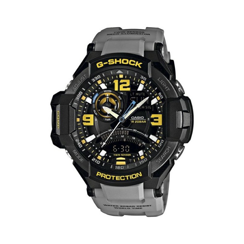 Jam Tangan Pria Merk G-Shock Type Ga-1000 Original Bm Grey Baterai Free Box Set