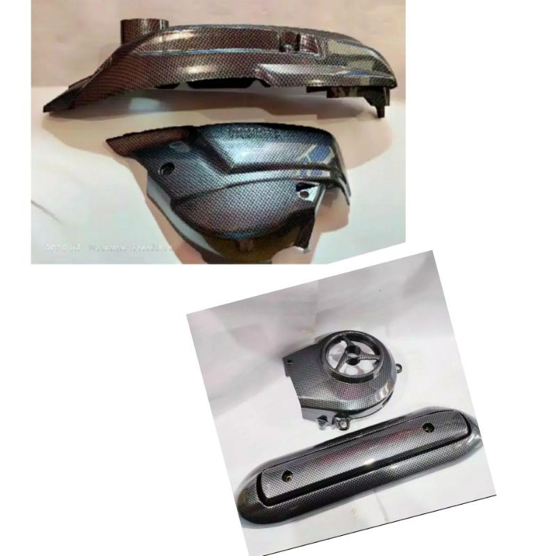 Paket cvt mio soul tutup kipas dan tutup knalpot karbon