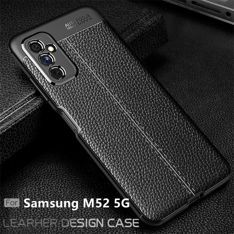 Case Samsung Galaxy M52 5G 2021 Soft Case Lychee Leather Original Samsung M52