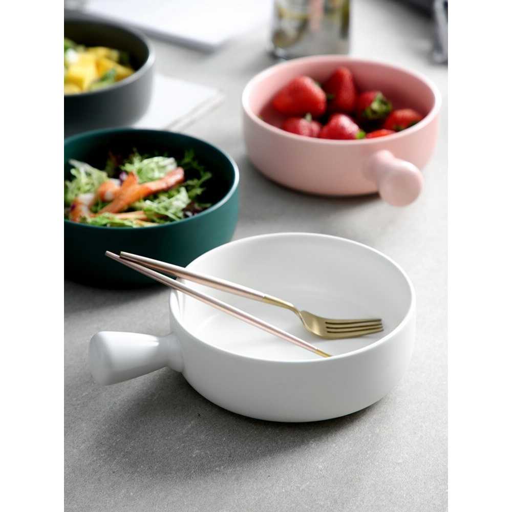 Glazed Mangkok Keramik Bowl Nordic Style With Handle - PJ535