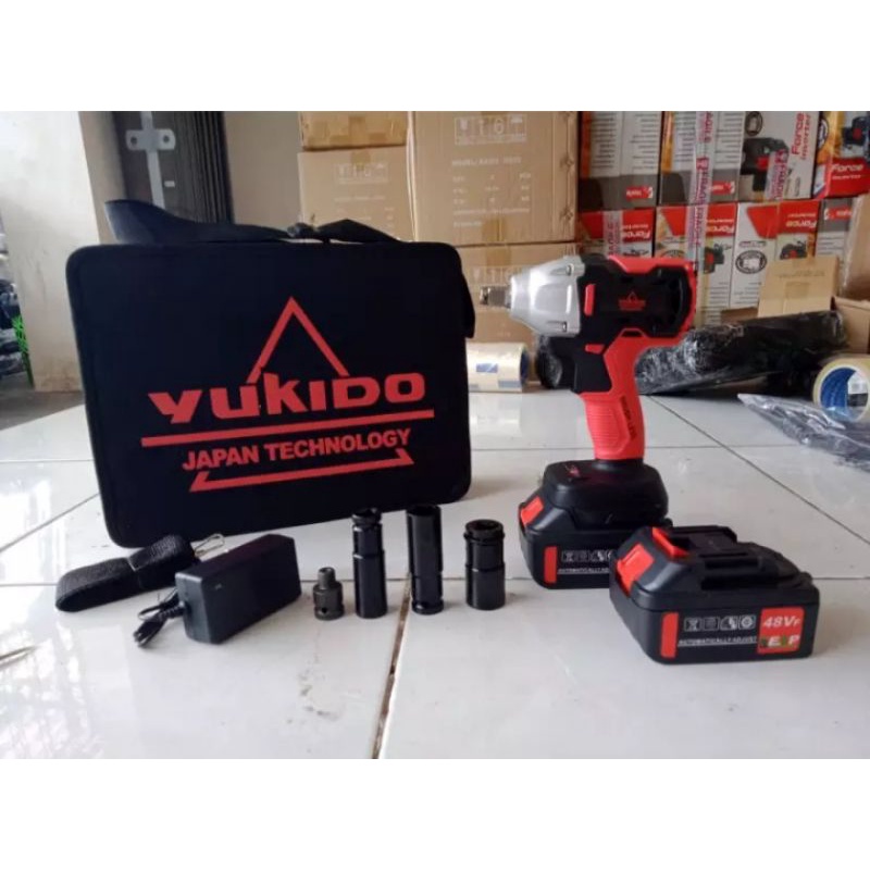 Cordless impact wrench brushless 48Volt Yukido Japan  mesin impact 2 Baterai