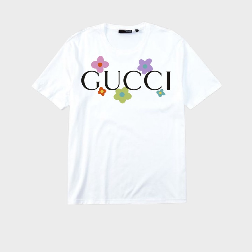 Clothing May - Kaos Gucci Flower Kaos Koas Dewasa Anak Karater Distro Kekinin T Shirt Tshirt T-Shirt Premium Murah Unisex Wanita Perempuan Pria Laki-Laki Cowok Cewek Bahan Cotton Combed 30S Katun Kombed Sablon Dtf Murah Premium Oversize Kaus Oblong