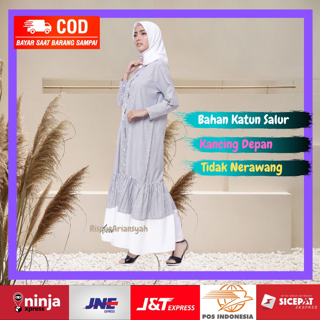 RQ 025 COD Baju Gamis Syari Wanita Terbaru Dress Lebaran 2021 Murah Fashion Wanita Busui Kekinian