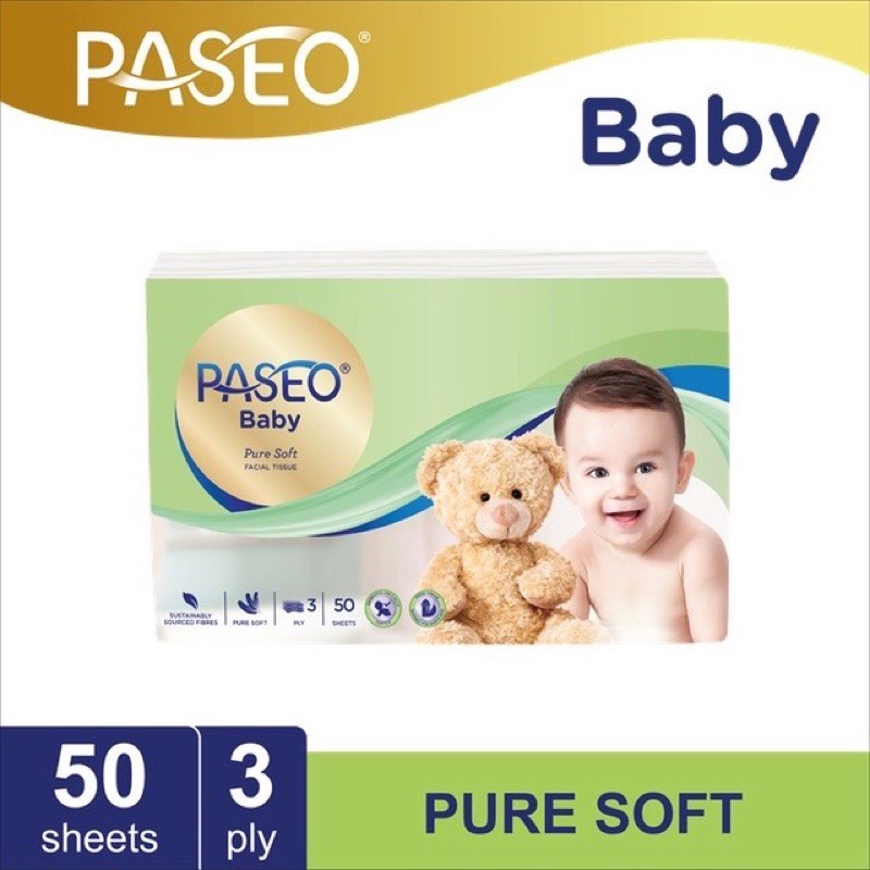 Paseo Pure Baby Tissue Bayi Soft Pack 50Sheets - Tissue Paseo bayi Travel pack