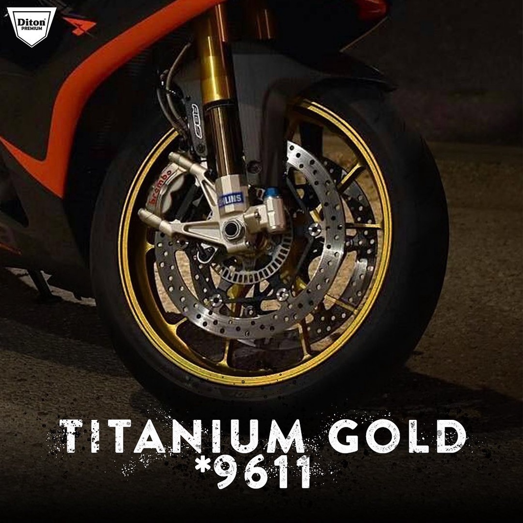 Cat Pilox Diton Premium Titanium Gold 9611 400cc warna emas untuk velg mesin sepeda motor mobil helm