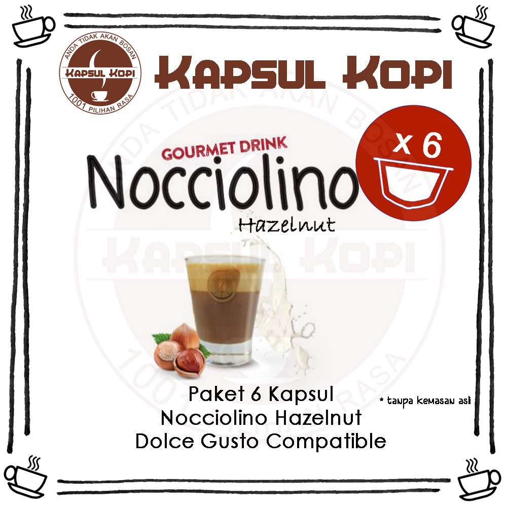 

Paket 6 KapsulKopi Nocciolino Hazelnut Impor Dolce Gusto Compatible Coffee Capsule