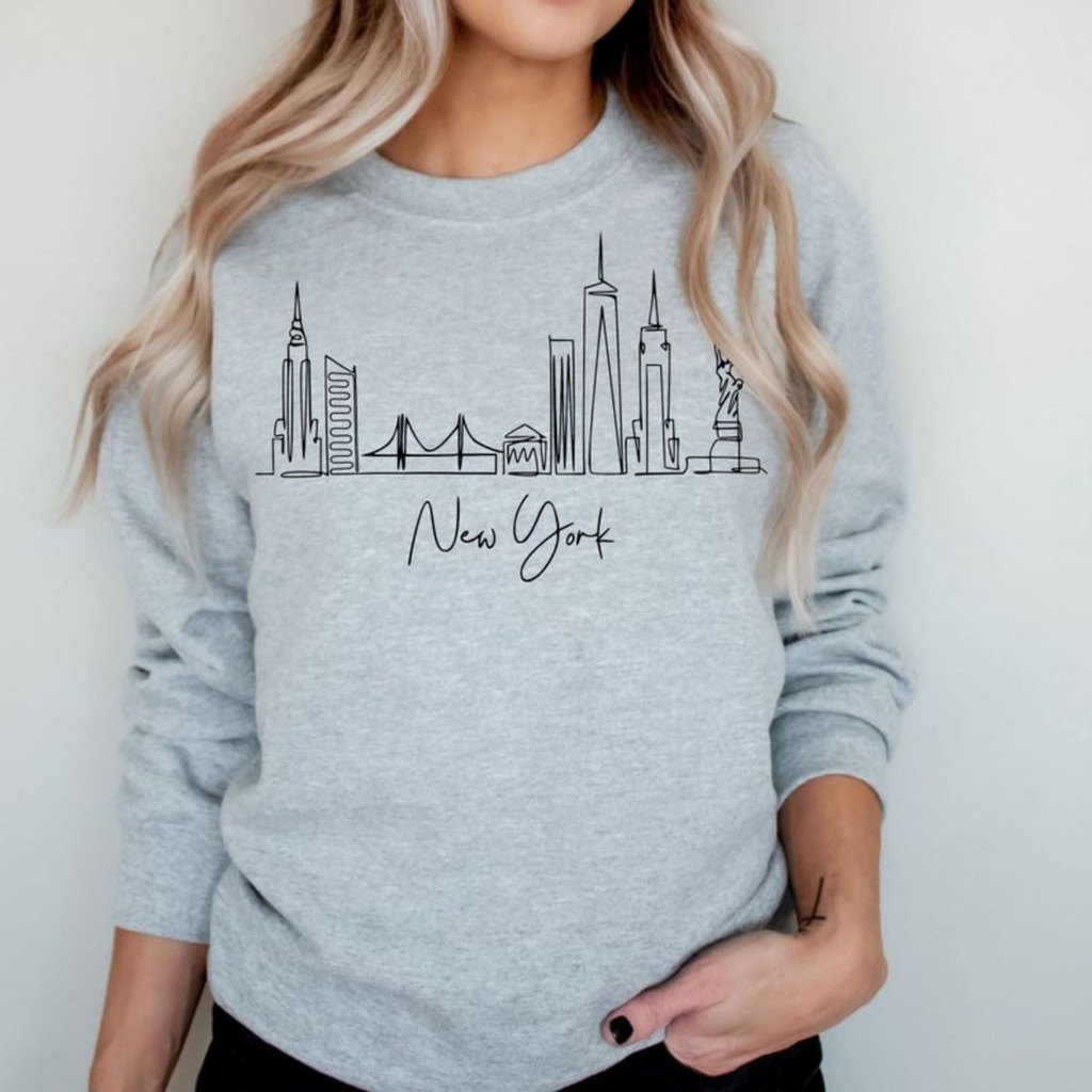 SWEATER WANITA NEWYORK CITY LINE ART FLEECE TEBAL HALUS KEKINIAN TERBARU''