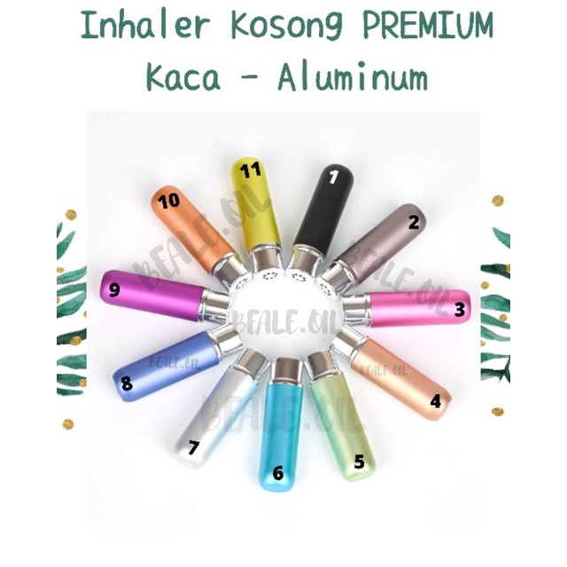 Nasal Inhaler Kosong Premium Kaca Alumunium List Silver Empty Inhaler 2 Kapas Cotton Wicks Bealeoil