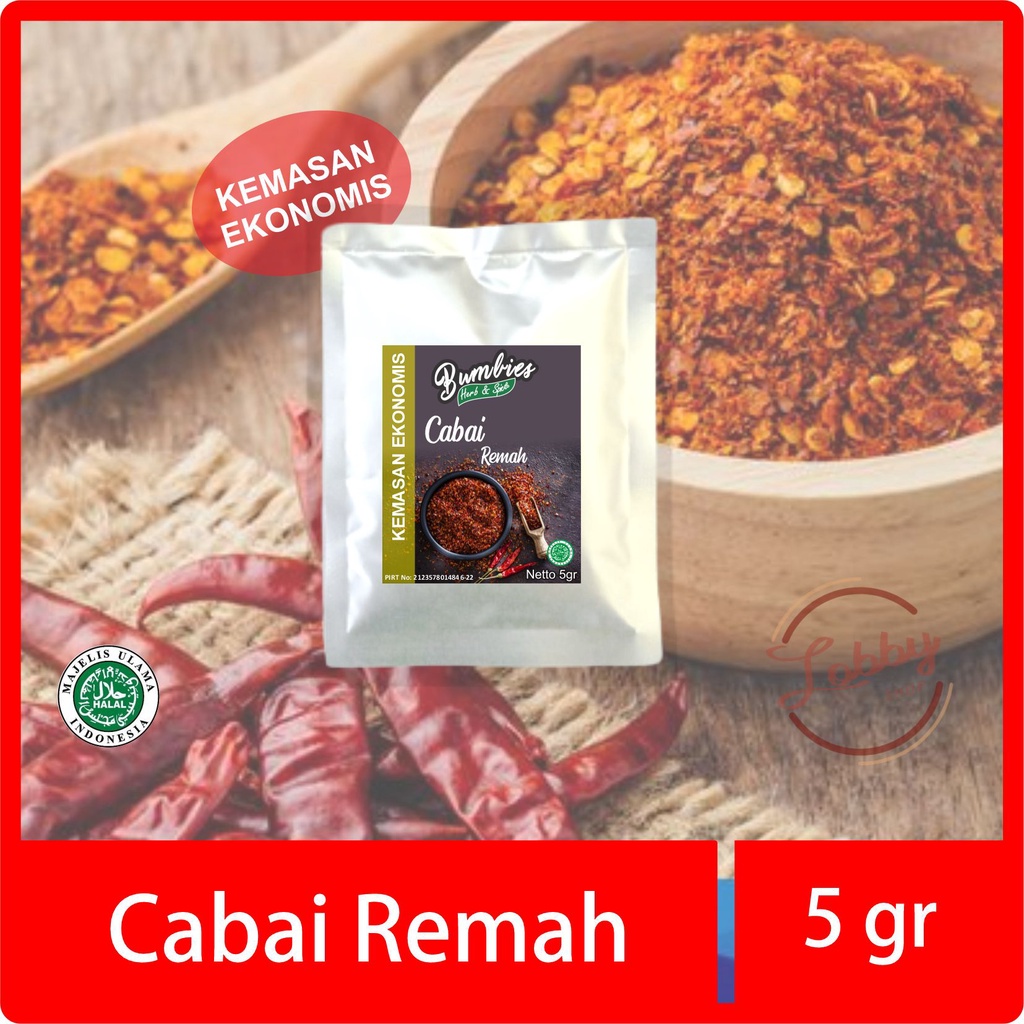 

chili Flake / Cabai Remah 5gram EKONOMIS Bumbies Product | Cabai Rawit | Cabe Kering | Bumbu Dapur Pedas | Bumbu Masakan Rempah