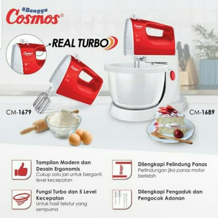 Cosmos Hand Mixer  CM 1679 - CM1679 Pengaduk Pencampur Adonan Mixer Tangan