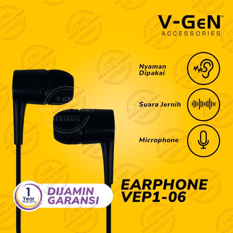 Headset Murah V-GeN VEP1-06 Wired Handsfree Earphone Headset Original Extra Bass