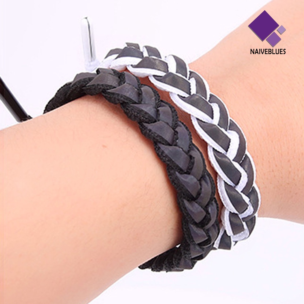 Naiveblue Gelang Tangan Kulit Imitasi Aksen Holografik Reflektif Handmade Untuk Perhiasan Wanita / Pesta