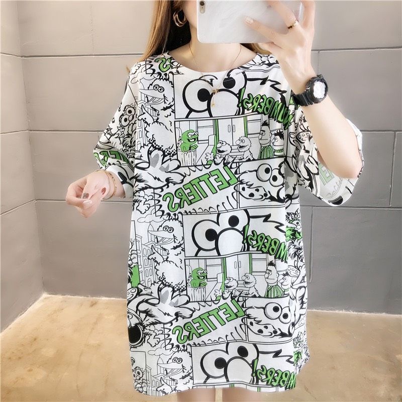 MDLV 6702 ELMO OVERSIZE TEE KOREA KAOS OVERSIZE ATASAN OVERSIZE KAOS ELMO KAOS IMPORT FASHION IMPORT