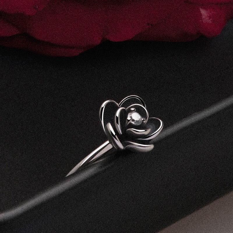 perak asli 925 cincin Wanita Rose Fashion Perhiasan