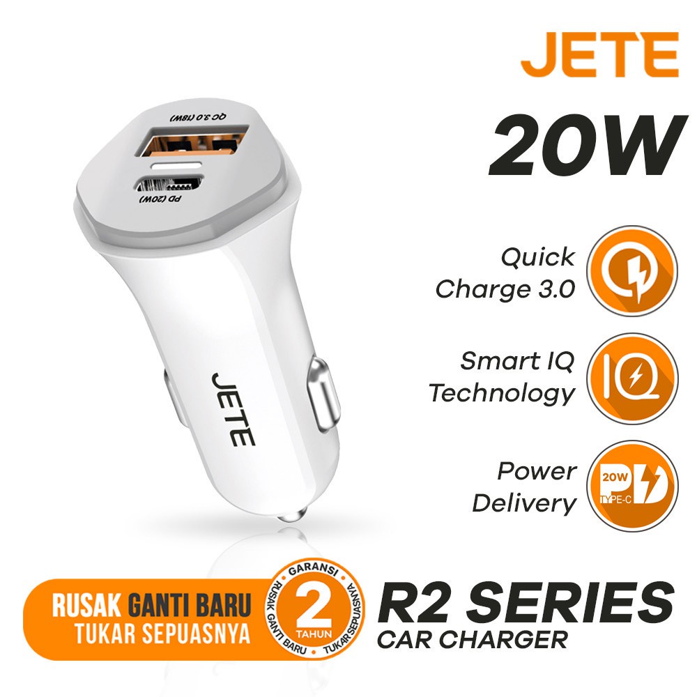 Charger Mobil Car Charger Power Delivery USB Type C JETE R2  - Garansi Resmi 2 Tahun