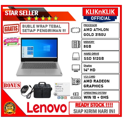 LENOVO IDEAPAD SLIM 3 14 ATHLON GOLD 3150U 8GB 512GB SSD WIN10 OHS PLATINUM GREY