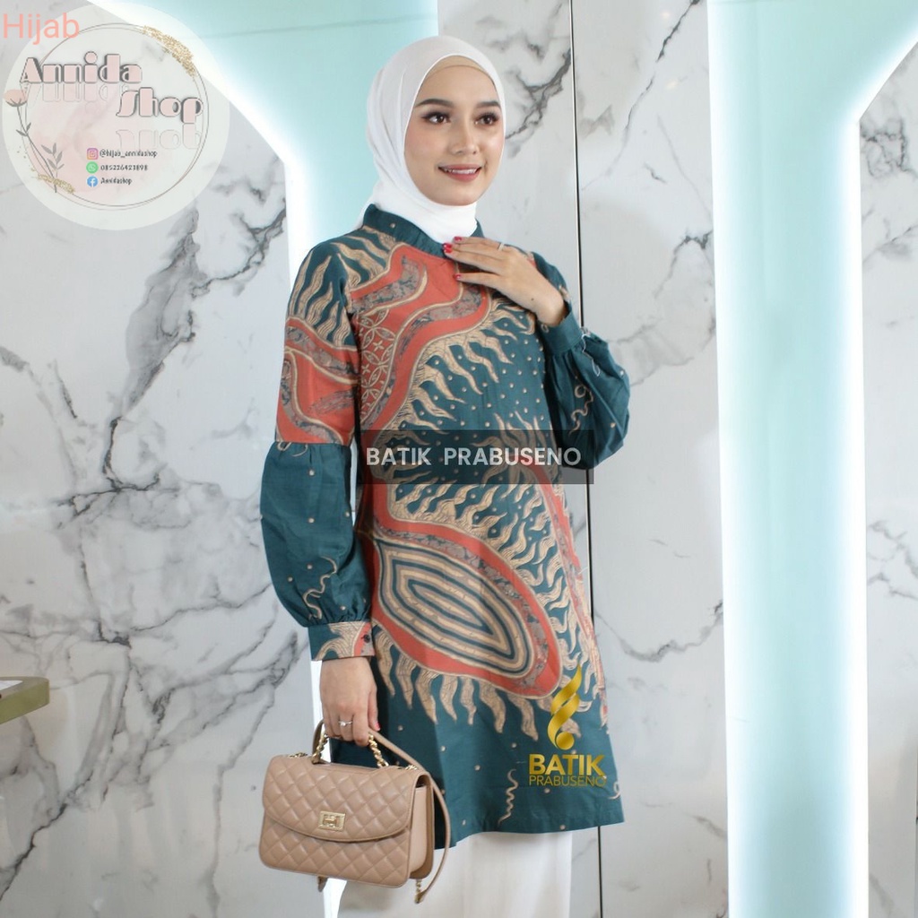 Kemeja atasan Batik Prabuseno - ZOYA Tunik Batik Perempuan Lengan Panjang Tradisional