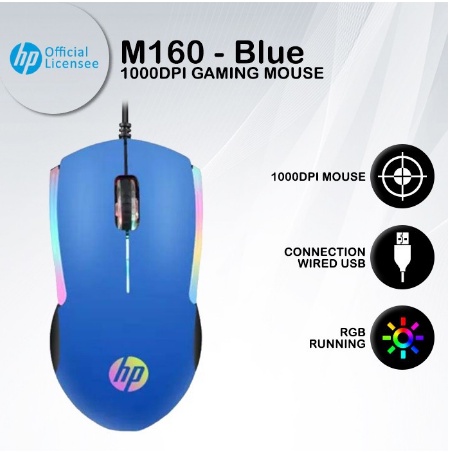 ITSTORE Mouse Gaming HP M160 - 1000DPI RGB USB Wired garansi resmi 1 tahun Optical Mouse USB