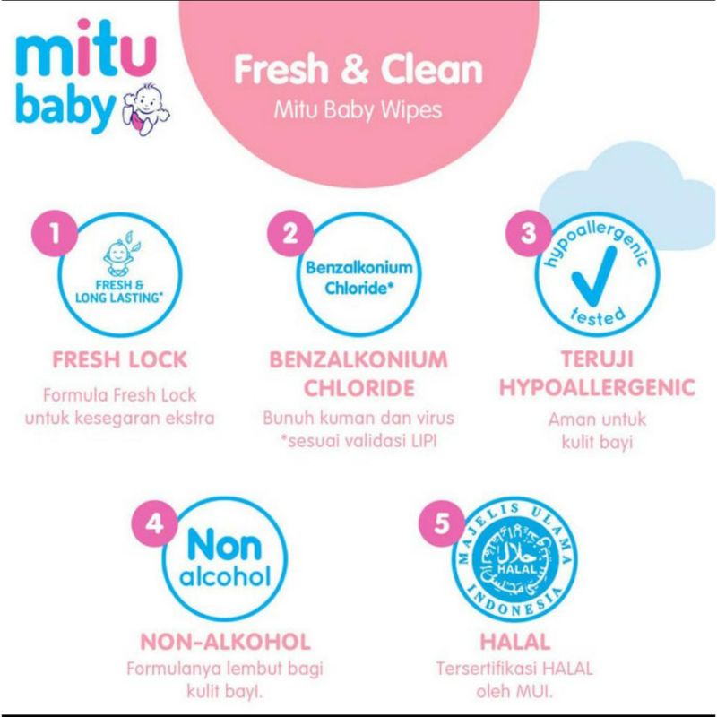 Mitu Babby Sachet Fres &amp; Clean / Tisu Basah Portabel