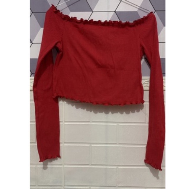 h&m crop top lengan panjang