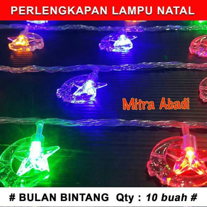 Aksesoris Hiasan Lampu Natal Model Bulan Bintang 1 SETT = 10 pcs