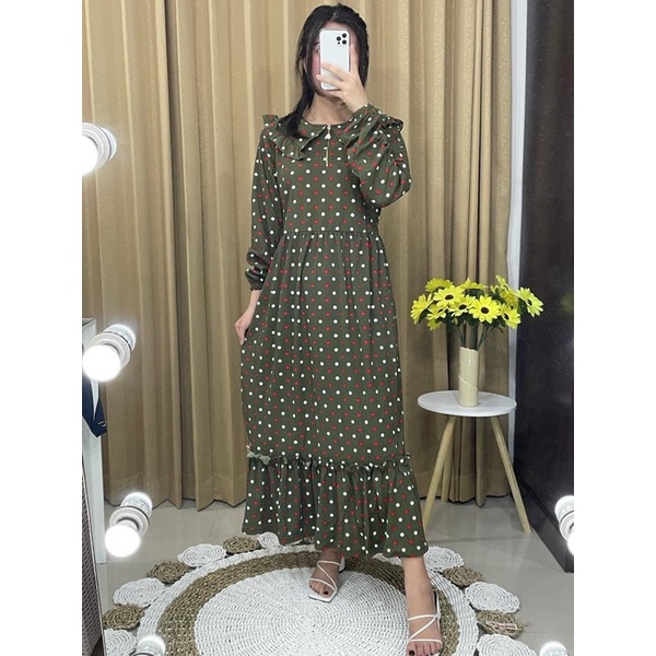 Gamis Polkadot Wanita Gamis Wanita Motif Longdress Voxy