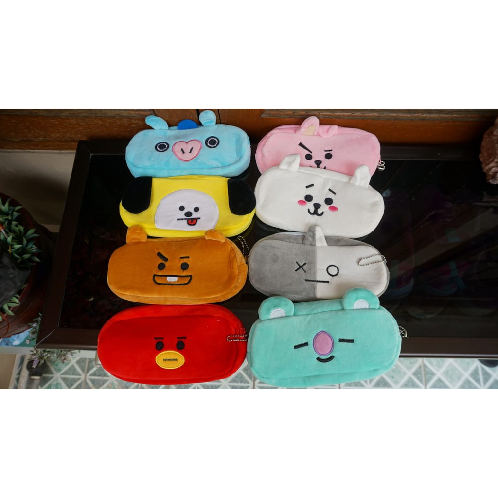 Termurah Bisa COD! Kotak Pensil Kain BT21 BANG TAN B T S Kpop Korea Army Chimmy Cooky Tata Mang Sh-3