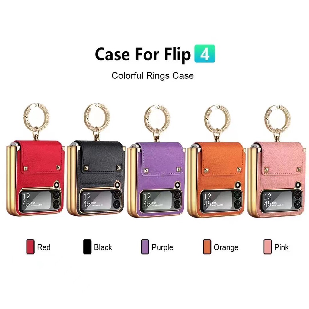 FA Case kulit Samsung Galaxy Z Flip 3 4 Flip3 Flip4 5G hard case flip lipat Ring cicin holder gantungan