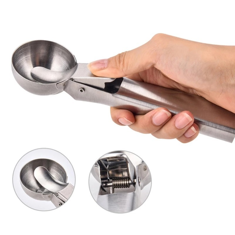 Sendok Scoop Es Krim / Semangka / Buah / Dessert Bahan Stainless Steel Anti Beku Untuk Dapur