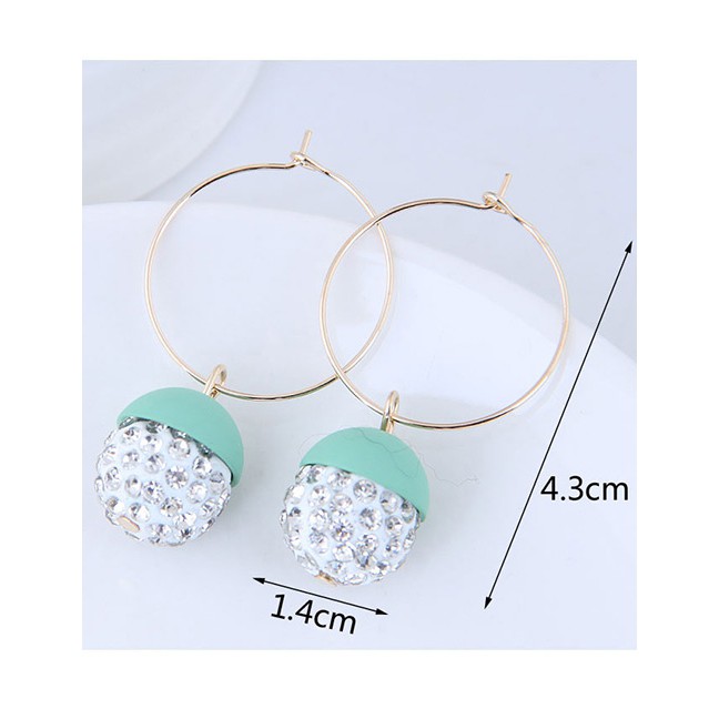 LRC Anting Hoops Fashion Round Shape Decorated Earrings