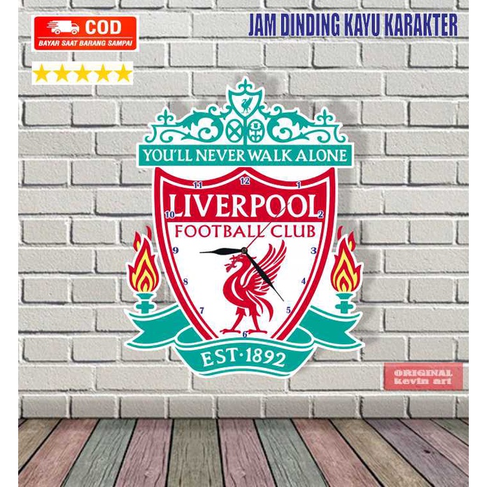 JAM DINDING LIVERPOOL KAYU UNIK KARAKTER MERCHANDISE UKIRAN MURAH ARTISTIK TERLARIS