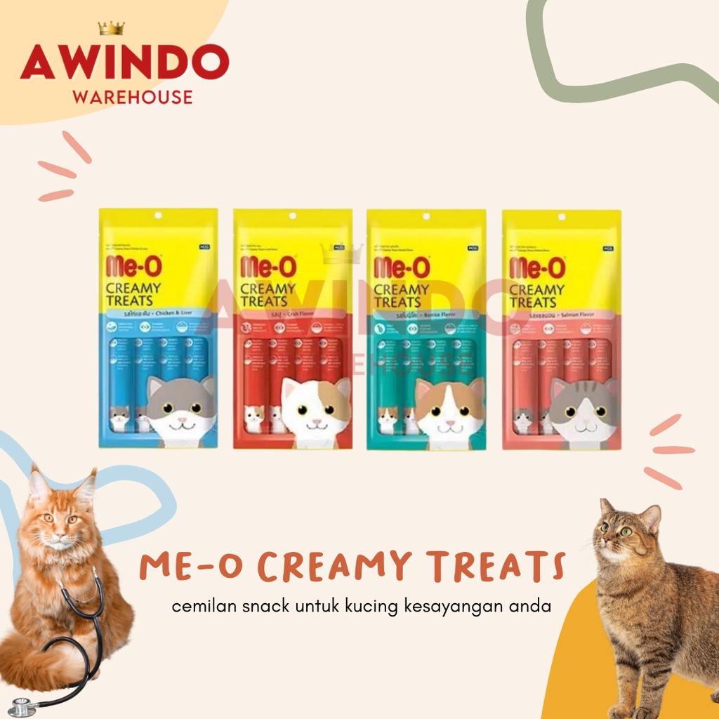 MEO CREAMY TREATS - Me-o Makanan Cemilan Snack Kucing Liquid 1 Pack 60gr