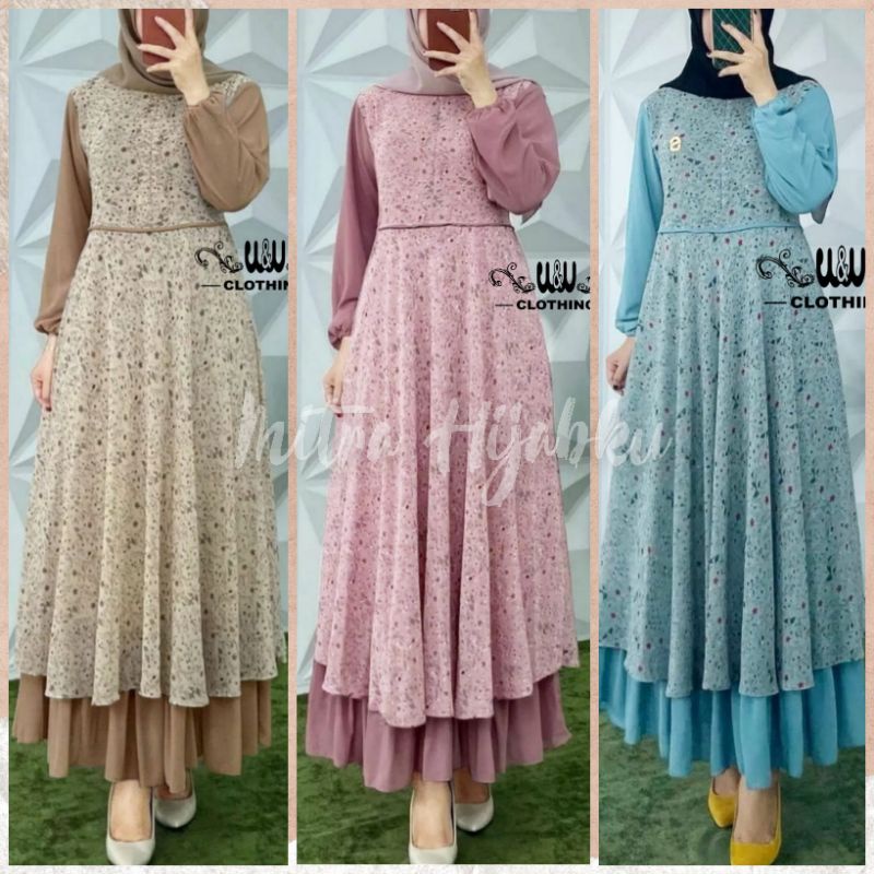 Gamis Fashion Wanita Benita Maxy Dress Matt Ceruty LD 110 Busui Friendly