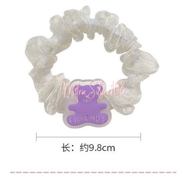 [MS108]  KCR 24 IKAT RAMBUT SCRUNCHIE KOREA MOTIF BERUANG / IKAT RAMBUT WANITA / KUNCIRAN RAMBUT TRANSPARAN