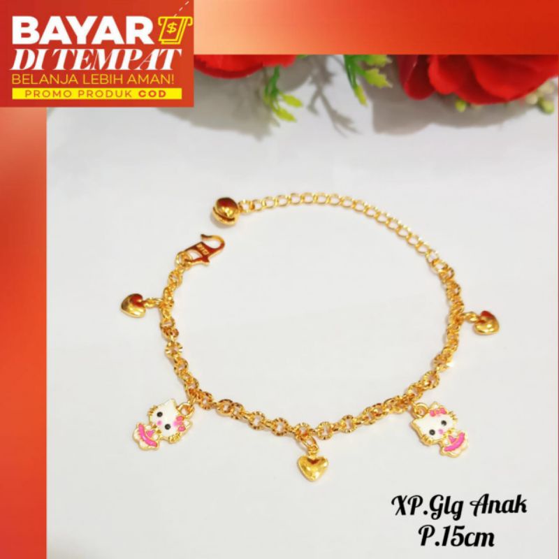 Gelang Jurai Hello Kitty Cat emas Korea tidak karat