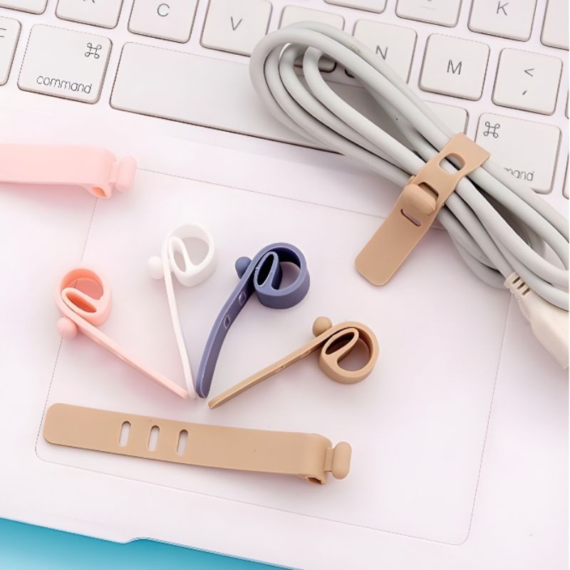 MEASTORE | PENGIKAT KABEL / PENGGULUNG CABLE SILIKON BINDER KLIP CABLE CORD HOLDER PENJEPIT KABEL CHARGER