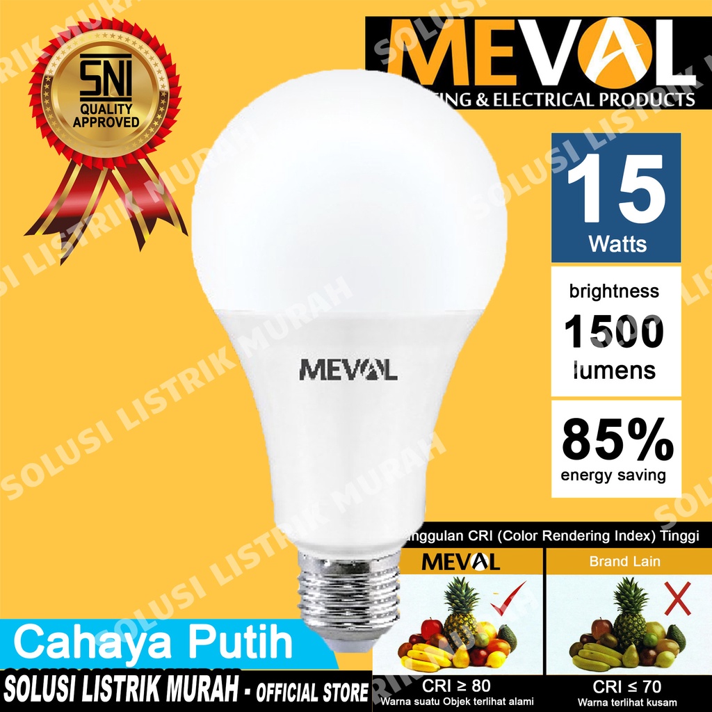 MEVAL Lampu Led Eco 15W Bulb Putih