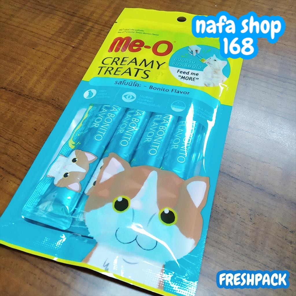 Meo Creamy Treats Snack Kucing Bonito Flavor 4x15gr