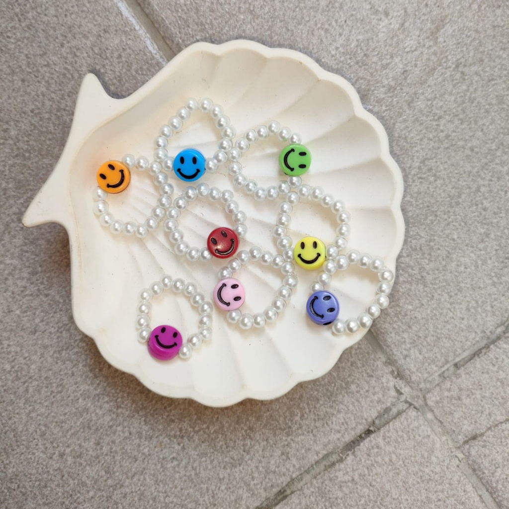 Ring Beads Smile Lebih Besar/Smile Colorful/Korean Ring/Cincin/Beads/11.11