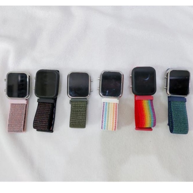 Jam LED Watch Strap Kanvas Persegi-5