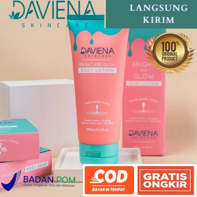 BRIGHT &amp; GLOW BODY LOTION|DAVIENA SKINCARE|DAVIENA BODY LOTION 200ML