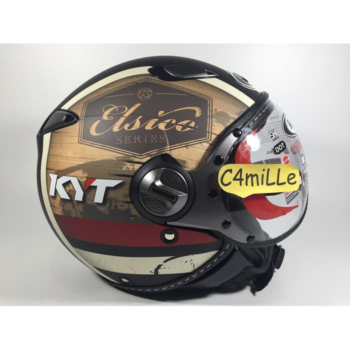HELM KYT ELSICO RETRO PILOT #4 BLACK DOP CREAM