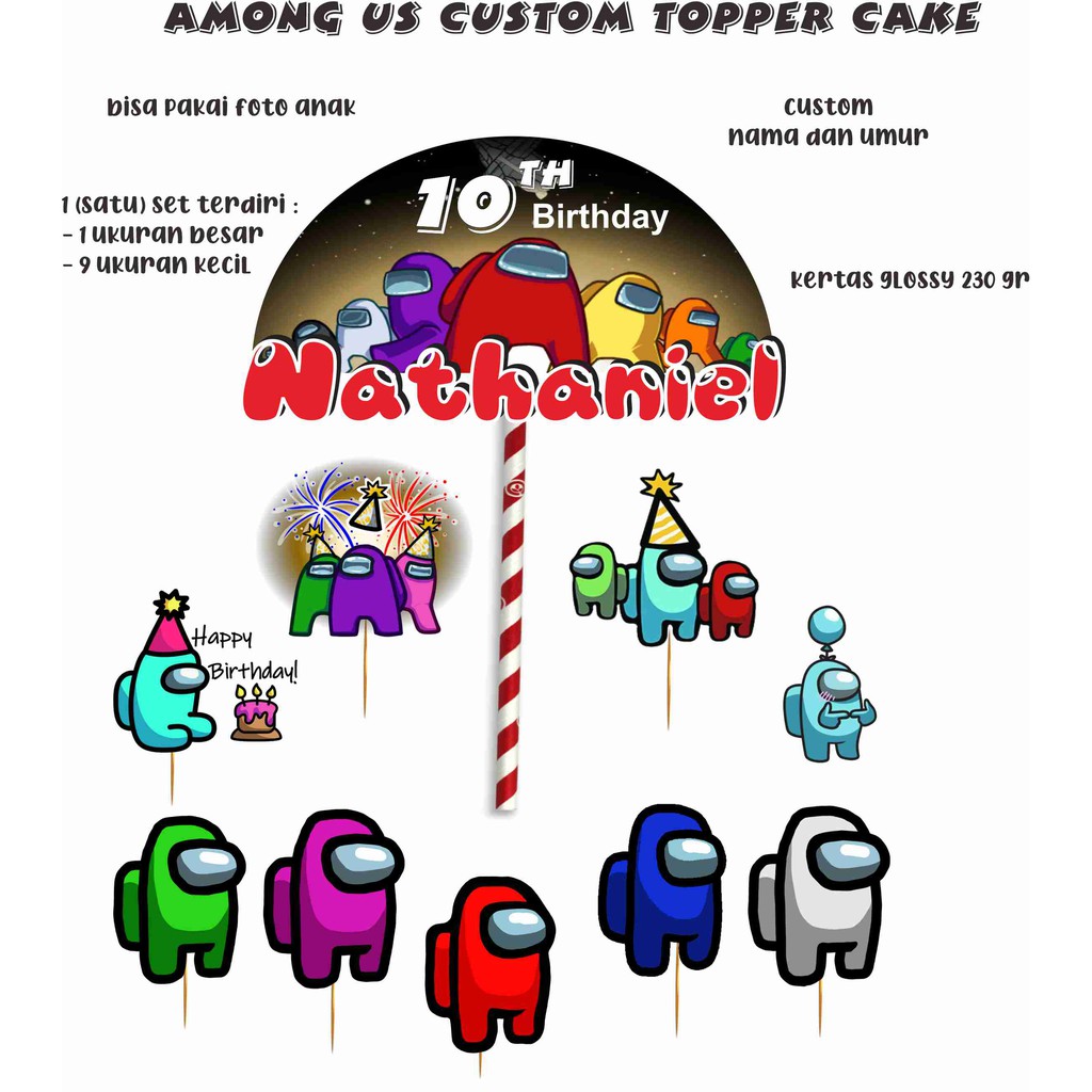 Hiasan Cake Ultah Among us/Topper cake amoung us