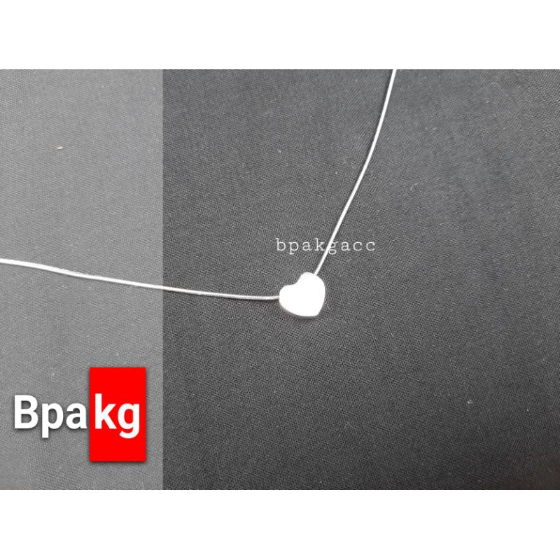 Kalung titanium simple love silver anti karat Kalung besi putih asli wanita cantik hati polos halus