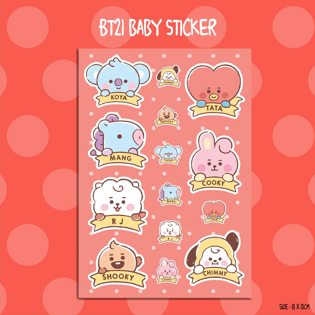 STICKER KARAKTER BT21 / STICKER HP / LAPTOP /LUCU TERMURAH / ARMY INDOESIA / KOLEKSI BTS