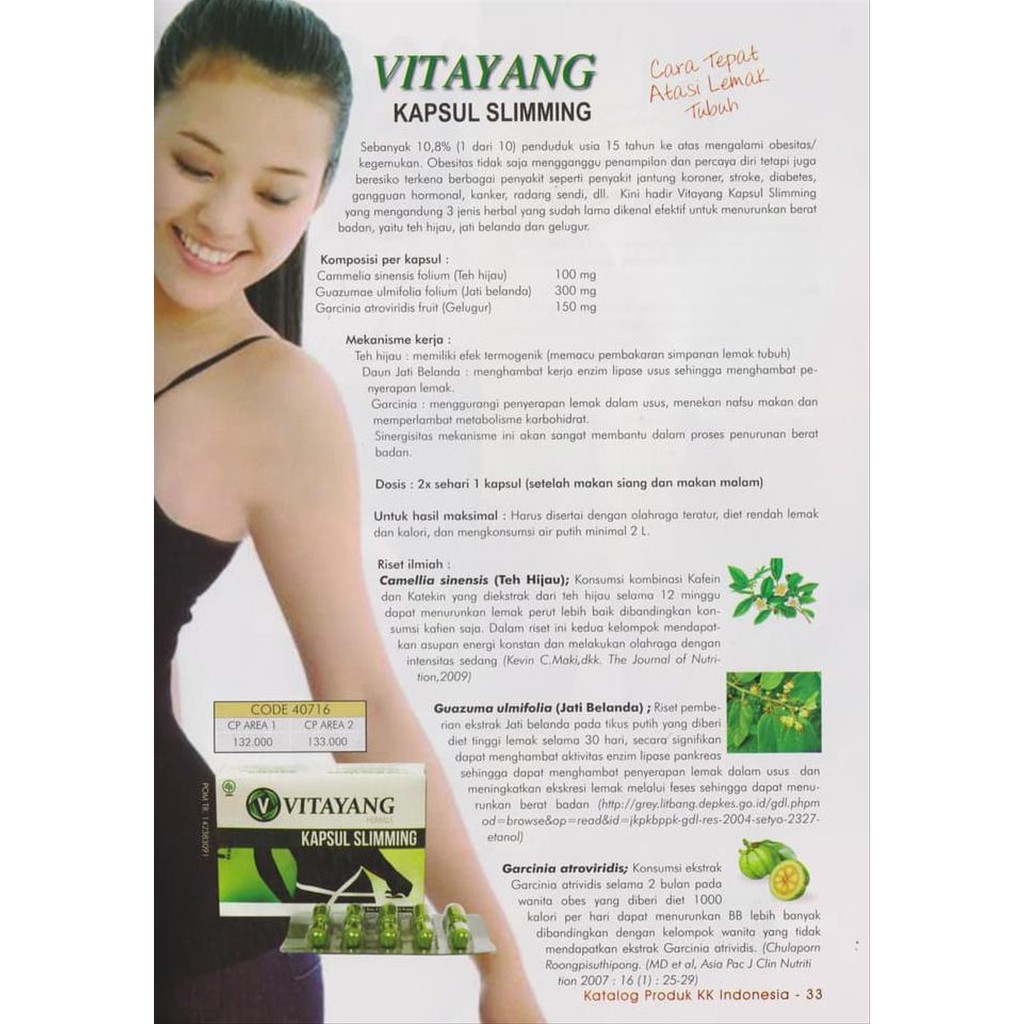 Vitayang Slimming Capsule Herbal Atasi Kegemukan Obesitas dengan Suplemen Herbal Alami Teh hijau