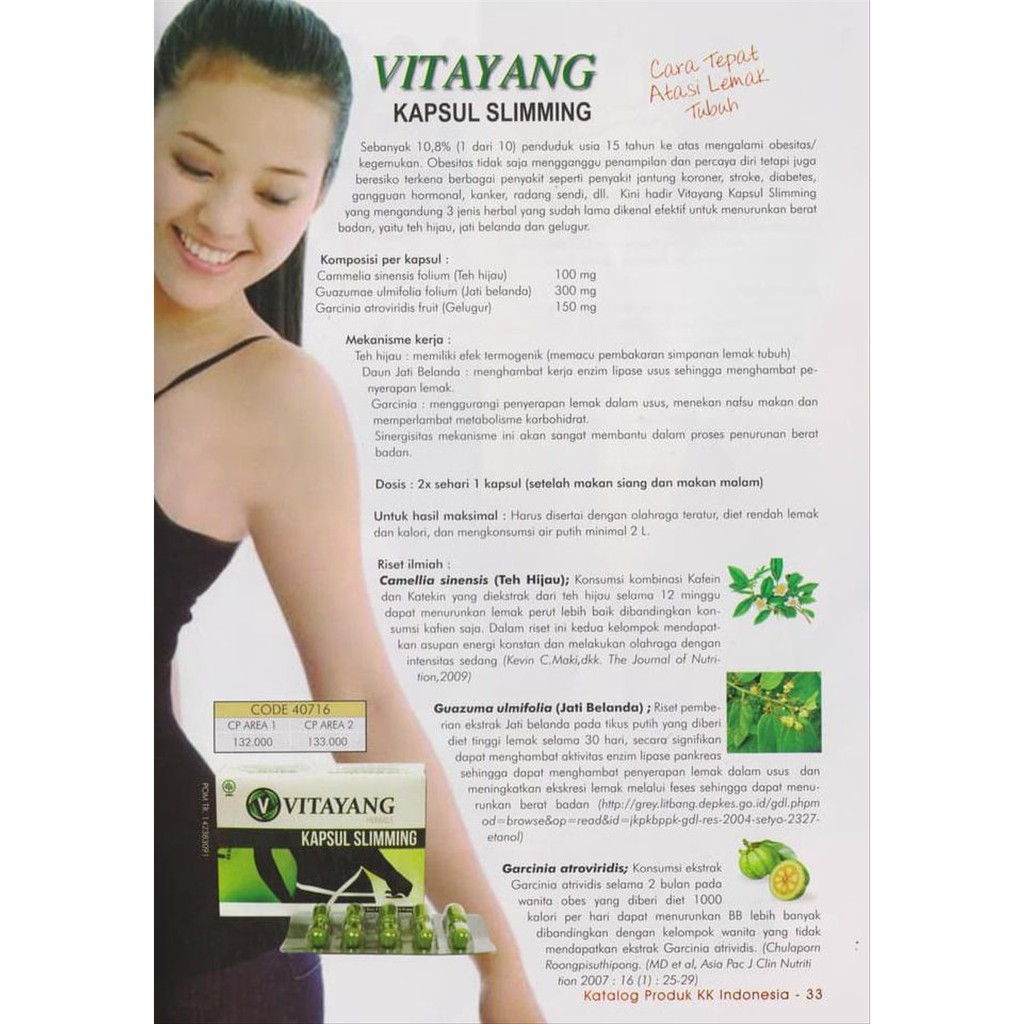 Vitayang Slimming Capsule Herbal Atasi Kegemukan Obesitas dengan Suplemen Herbal Alami Teh hijau